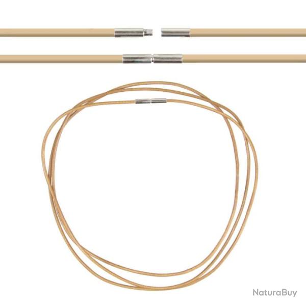 Cordon cuir de chevreau fermoir baonnette - 42 cm Naturel