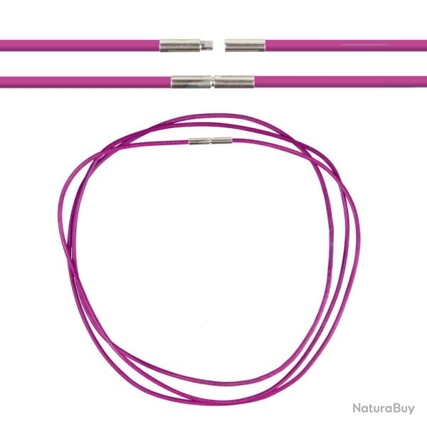Cordon cuir de chevreau fermoir baonnette - 46 cm Fushia