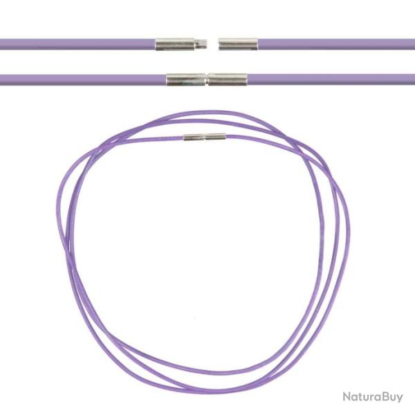 Cordon cuir de chevreau fermoir baonnette - 46 cm Lilas