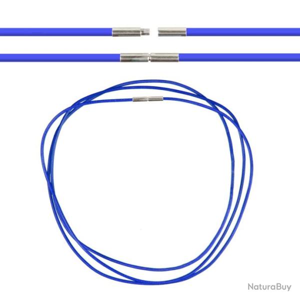 Cordon cuir de chevreau fermoir baonnette - 46 cm Bleu marine