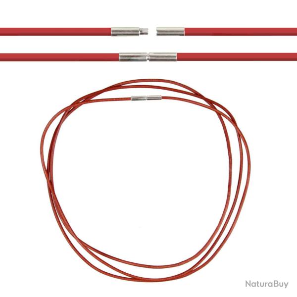 Cordon cuir de chevreau fermoir baonnette - 46 cm Rouge