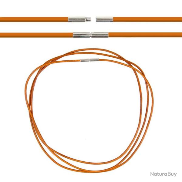 Cordon cuir de chevreau fermoir baonnette - 46 cm Orange