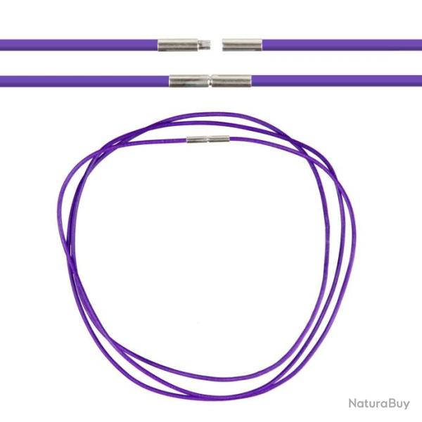 Cordon cuir de chevreau fermoir baonnette - 50 cm Violet