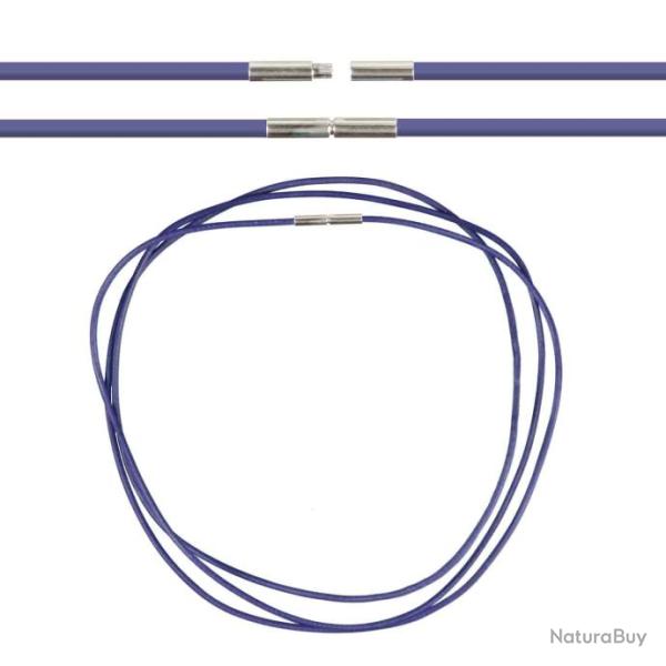 Cordon cuir de chevreau fermoir baonnette - 50 cm Bleu roy
