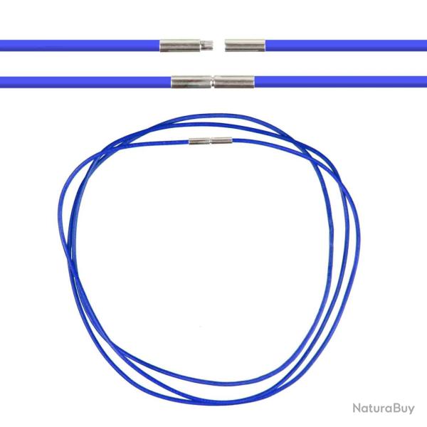 Cordon cuir de chevreau fermoir baonnette - 50 cm Bleu marine