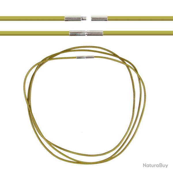 Cordon cuir de chevreau fermoir baonnette - 50 cm Kaki