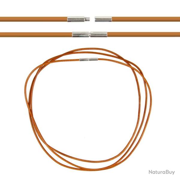 Cordon cuir de chevreau fermoir baonnette - 58 cm Ocre