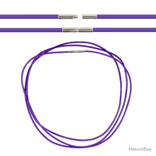 Cordon cuir de chevreau fermoir baonnette - 58 cm Violet