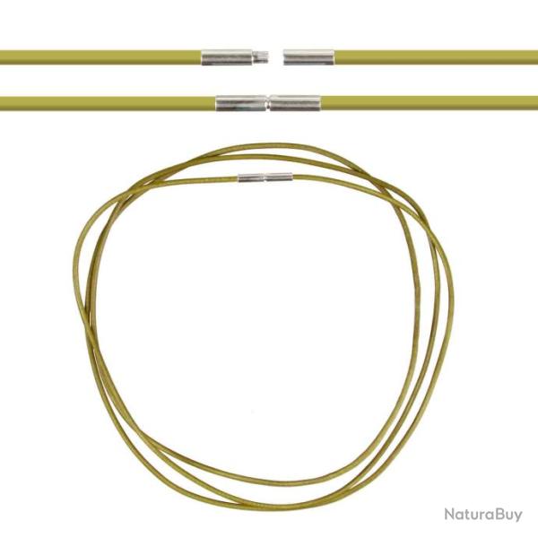 Cordon cuir de chevreau fermoir baonnette - 58 cm Kaki