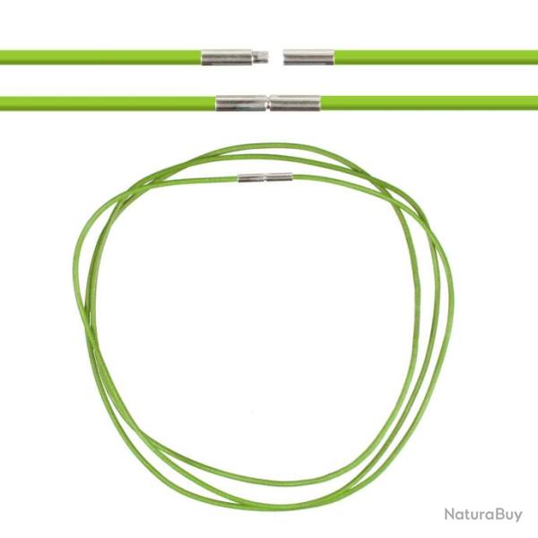 Cordon cuir de chevreau fermoir baonnette - 58 cm Vert clair