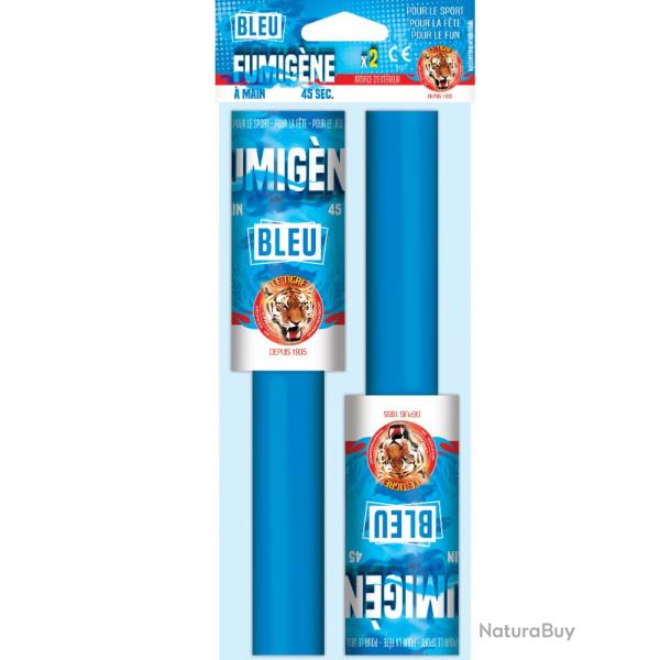 2X Fumig�ne � main Bleu - "Le tigre"- Fum�e �paisse 45 secondes