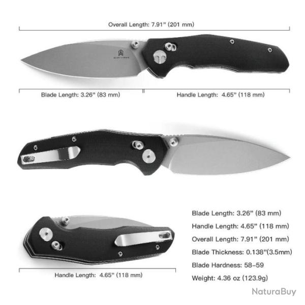 Couteau Bestech Ronan Black Manche G10 Lame Acier 14C28N Stonewash IKBS Crossbar Lock Clip BTKMK02D