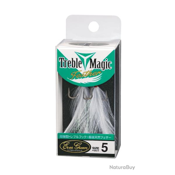 Hameon Triple Evergreen Treble Hook Magic Feather 1/0 par 2