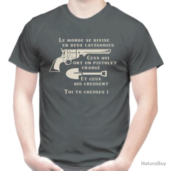 T-SHIRT - LE MONDE SE DIVISE EN DEUX CATEGORIES - Le Bon La Brute Le Truand Western r�plique culte