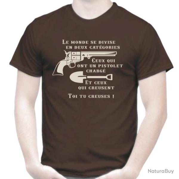 T-SHIRT - LE MONDE SE DIVISE EN DEUX CATEGORIES - Le Bon La Brute Le Truand Colt Navy 1851 Western