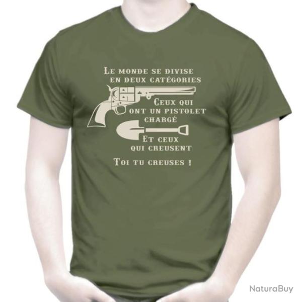 T-SHIRT - LE MONDE SE DIVISE EN DEUX CATEGORIES - Western  Le Bon La Brute Le Truand  Colt Navy 1851