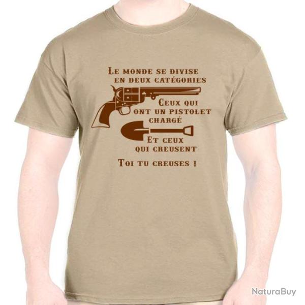 T-SHIRT - LE MONDE SE DIVISE EN DEUX CATEGORIES -  Le Bon La Brute Le Truand  Western Colt Navy 1851