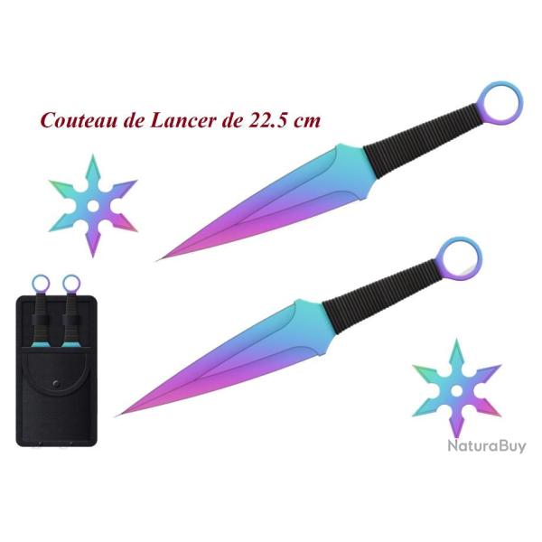 Set de 2 couteaux de lancer anodis de 22.5 cm + 2 shuriken
