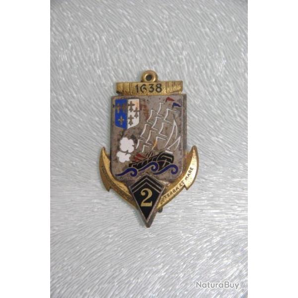 INSIGNE  DU     2 � REGIMENT  INFANTERIE  COLONIAL   -----------------------D.RO--------------------