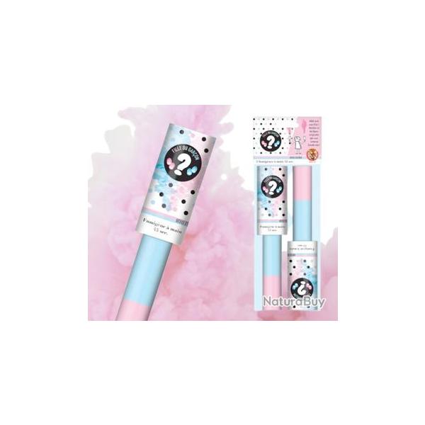 2X Fumig�ne � main Rose "Sp�cial Baby Shower Fille" - "Le tigre"- Fum�e �paisse 45 secondes