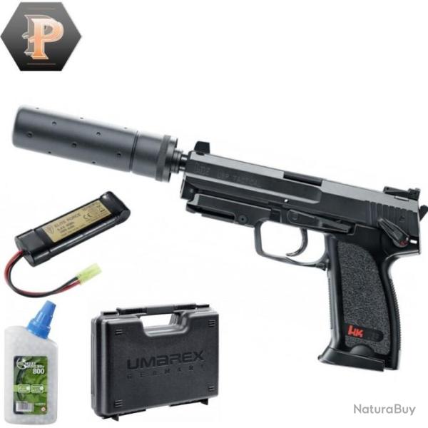 Pistolet HK USP tactical billes 6mm �lectrique full auto 0.5J + Billes + batterie + mallette