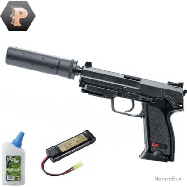 Pistolet HK USP tactical billes 6mm �lectrique full auto 0.5J + Billes + batterie