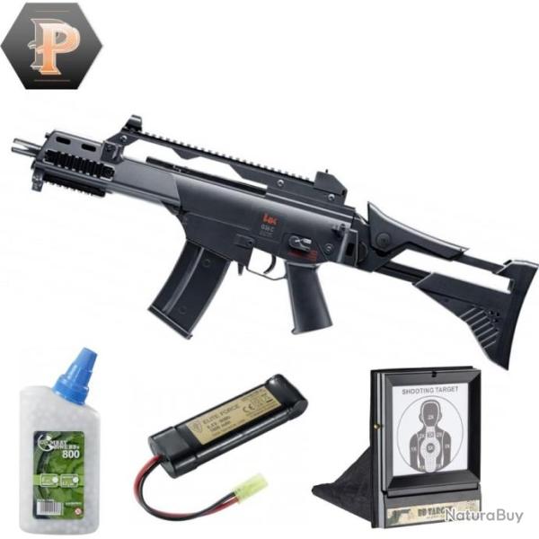 Pistolet H&K G36 CIDZ ADV BBS 6mm �lectrique full auto 0,5J+billes + batterie + porte cible + cibles