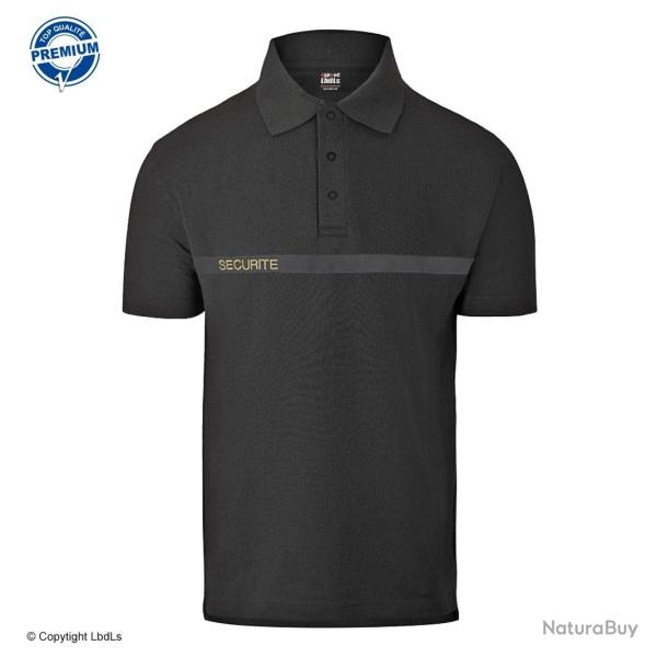 Polo SECURITE noir bande grise PREMIUM noire bande grise