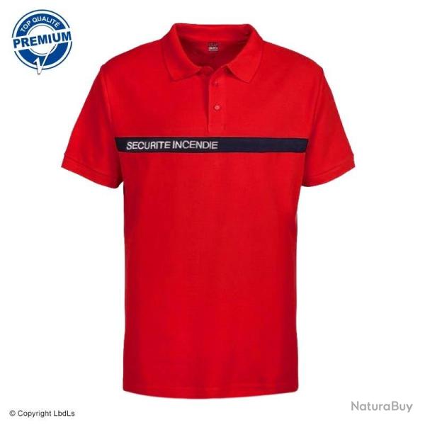 Polo SSIAP PREMIUM rouge bande marine