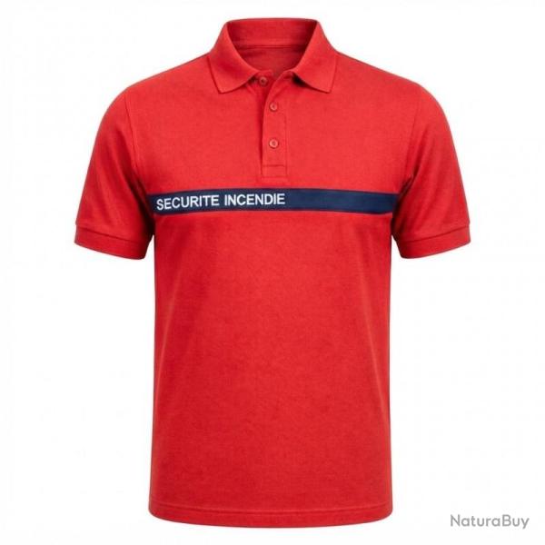 Polo SSIAP S�curit� Incendie PREMIUM rouge bande marine