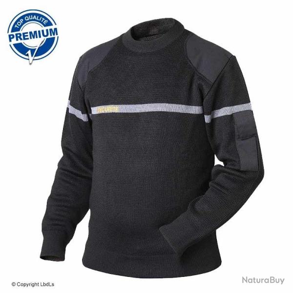 Pull SECURITE noir bande grise PREMIUM NOIR