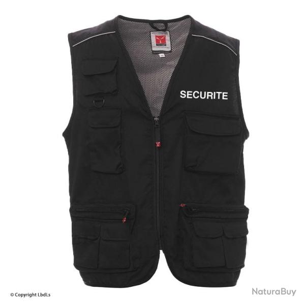 Gilet multipoches POCKET brod� SECURITE en blanc