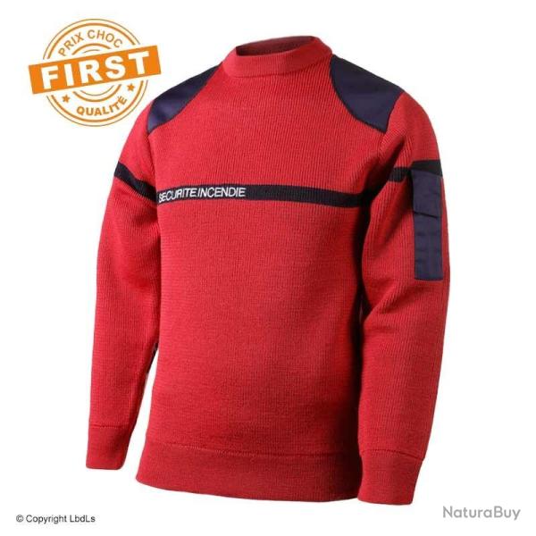 Pull SSIAP FIRST rouge bande marine