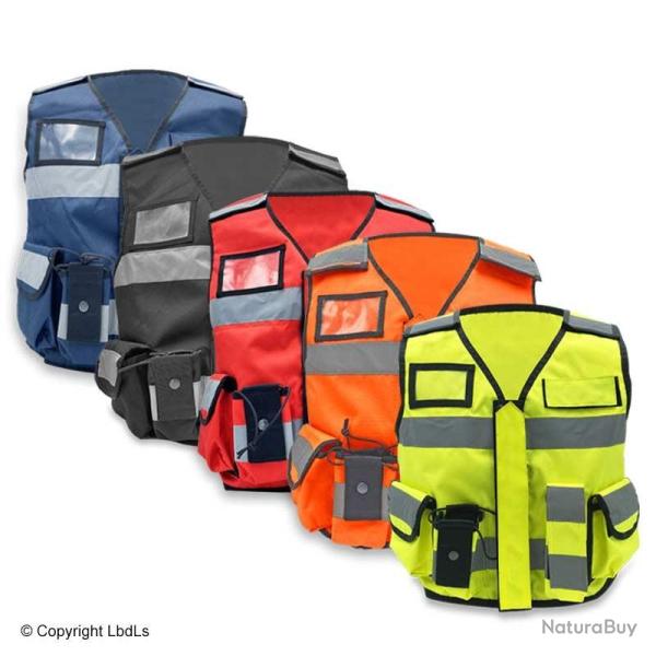 Gilet MULTIPOCKET haute visibilit� personnalisable JAUNE r�glable S � 4XL