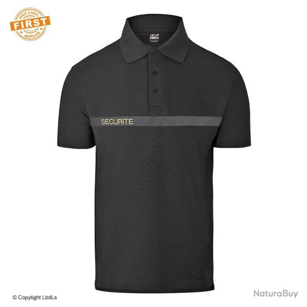 Polo SECURITE noir bande grise FIRST