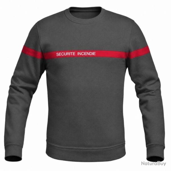 Sweat SSIAP gris bande rouge brod� SECURITE INCENDIE GRIS