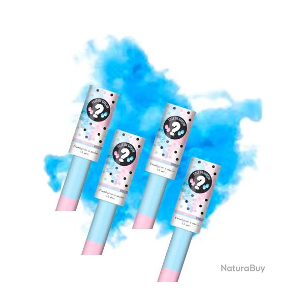 4X Fumig�ne � main Bleu "Sp�cial Baby Shower Gar�on" - "Le tigre"- Fum�e �paisse 45 secondes