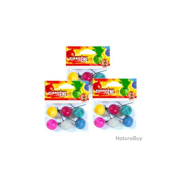 3X Paquets de 6 fumig�nes "Couleur assorties" - Le Tigre