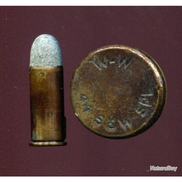 .44 S&W Spcial - RARE  inerte de manipulation - marquage : W-W 44 S&W SPL - base borgne sans amorce
