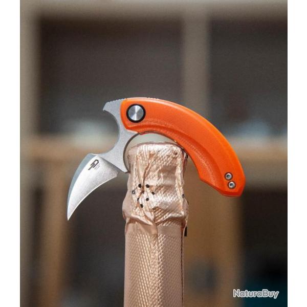 Couteau Bestech Strelit Orange Lame Acier 14C28N Manche G10 IKBS Linerlock Clip BTKG52C1