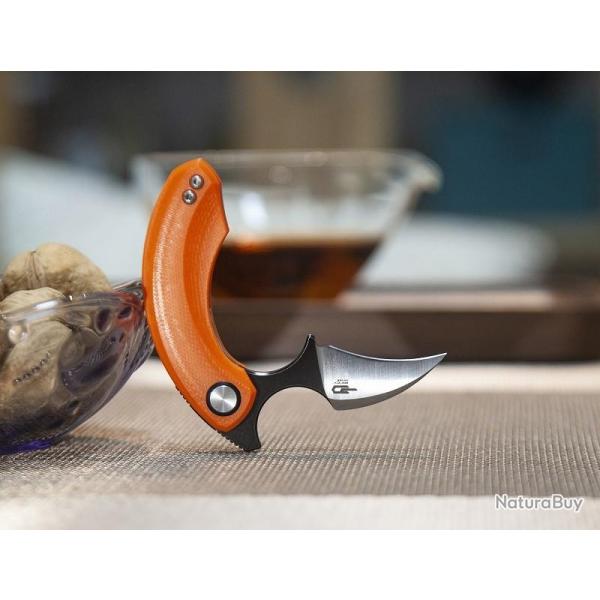 Couteau Bestech Strelit Orange Lame Acier 14C28N Manche G10 IKBS Linerlock Clip BTKG52C2
