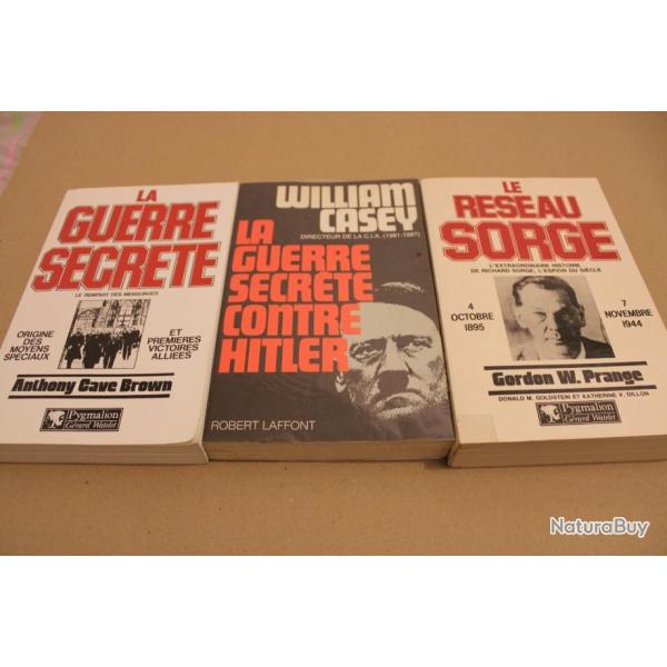 Lot 3 livres guerre secrete, reseau Sorge
