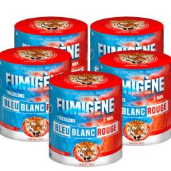 5X Fumig&egrave;ne Tricolore en pot - Bleu/Blanc/Rouge - 3 minutes