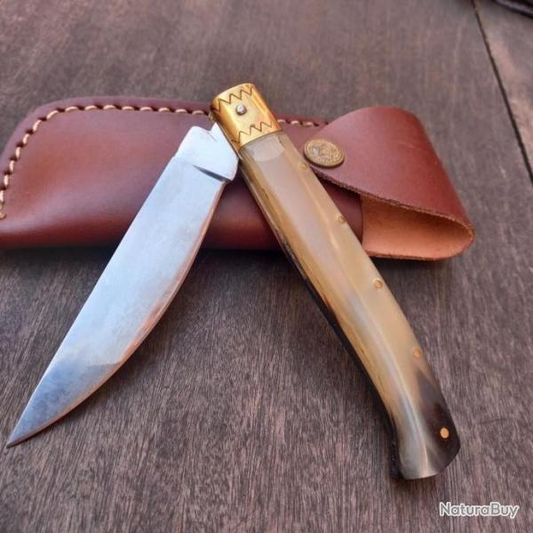 Tr�s Grand Couteau Italien Manche en Corne �tui en cuir