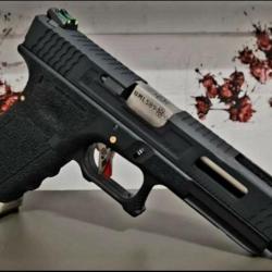 PRE COMMANDE Glock34 FORCE BLACK SLIDE & SILVER BARREL WE CUSTOM FIBRE OPTIQUE PHOSPHO BY PNA!