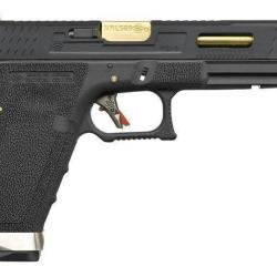 PRE COMMANDE GLOCK34 FORCE BLACK SLIDE & [GOLD BARREL] WE CUSTOM AVEC FIBRE OPTIQUE PHOSPHO BY PNA!