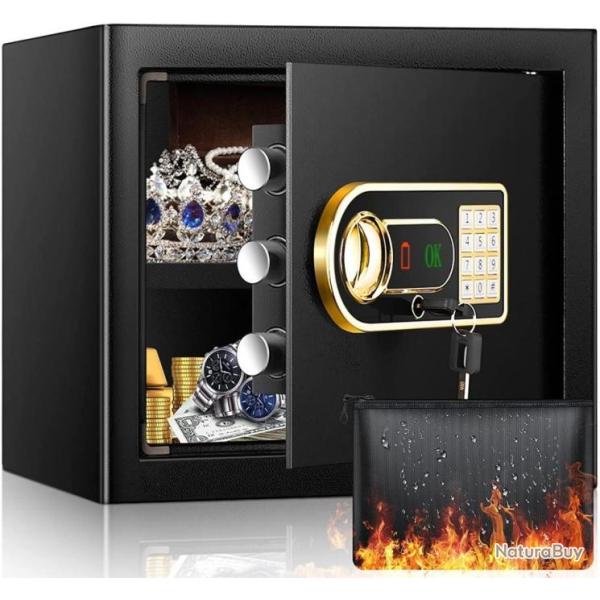 Coffre Fort Ignifuge avec Sac et Etanche a Clef �tag�re Amovible Bo�tier de Batterie Externe 30L