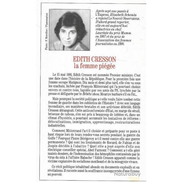 �dith cresson la femme pi�g�e par elisabeth schemla , politique fran�aise