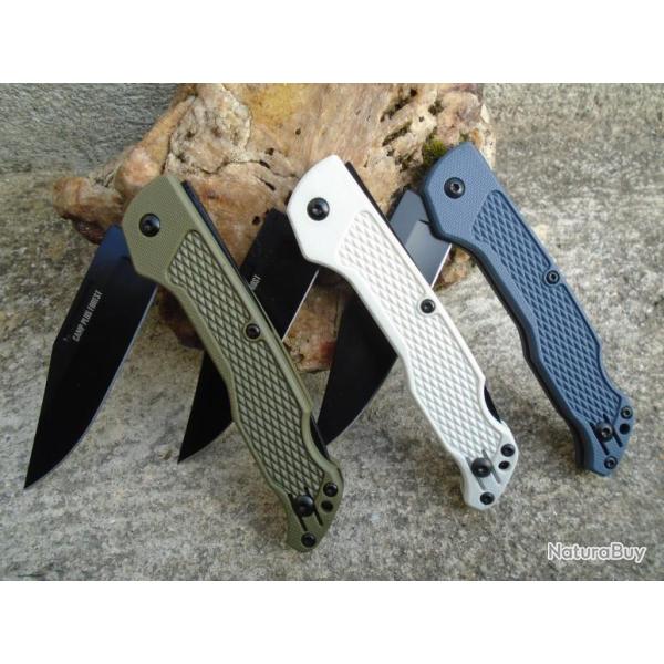 Lot de 3 Couteau Ontario Camp Plus EDC Lame Acier 420 Manche GRN Lockback ON4315GREY-WH-GRN