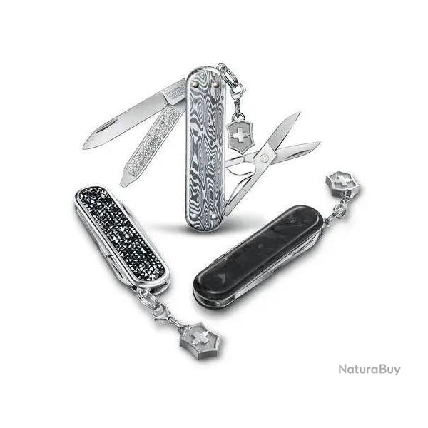 Lot de 3 Victorinox Classic SD Brilliant Damast, Crystal, Carbon